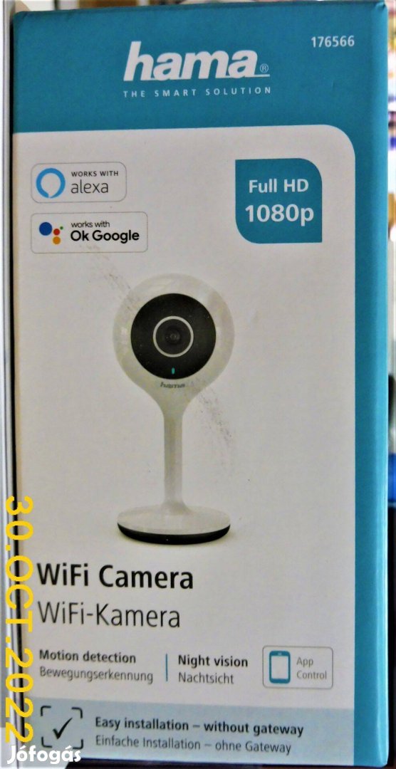 Hama WiFi kamera 1080p beltéri forgatható mozgásérzékelő fekete