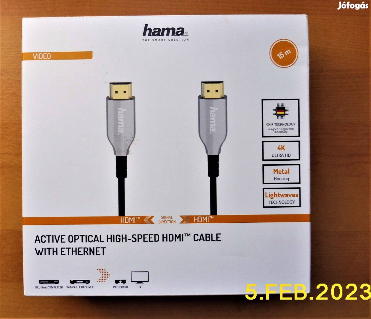 Hama (205275 ) Active Optical, 4K, gold-plated, 15m, silver - HDMI 2.0