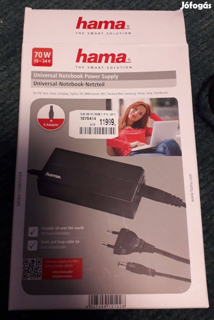 Hama laptop töltő 70W 15-24 V