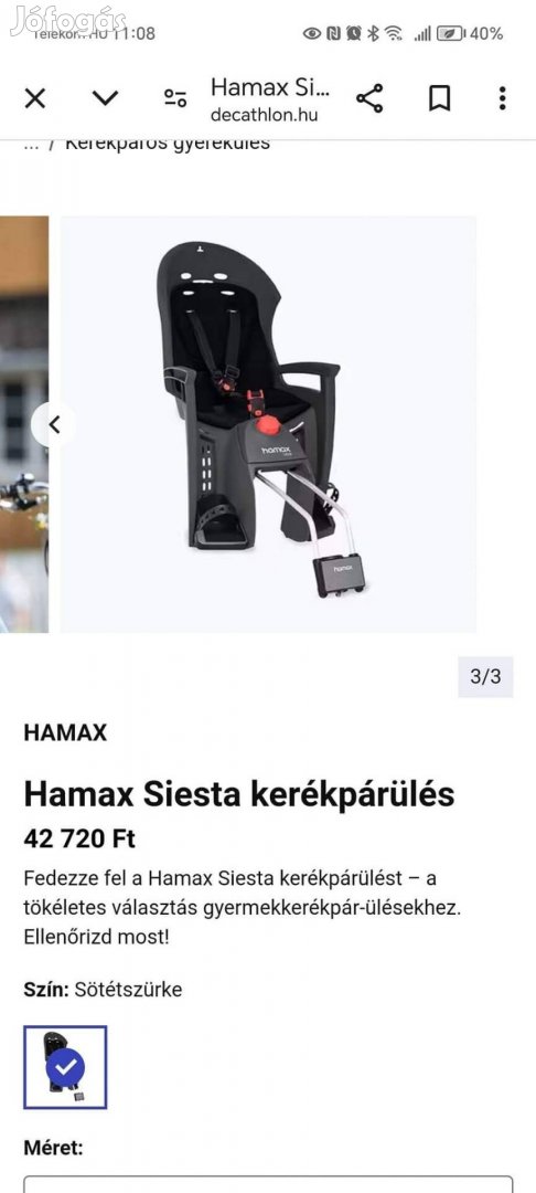 Hamax Siesta kerékpár gyerekülés