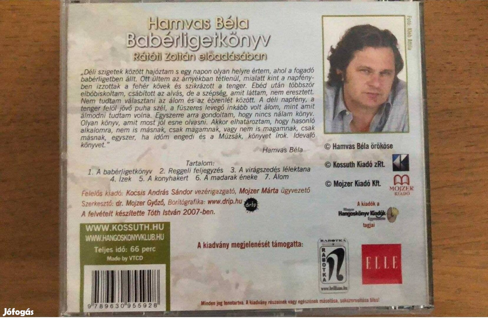 Hamvas Béla Babérligetkönyv - hangoskönyv CD előadó Rátóti