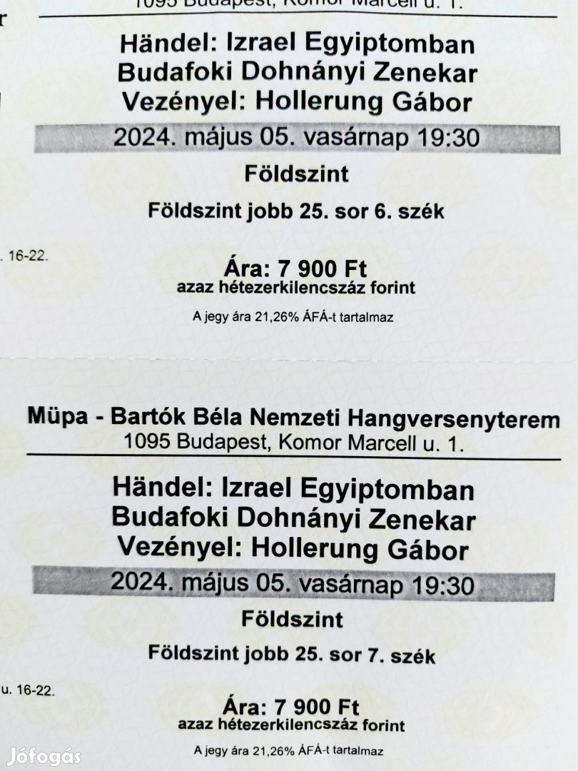 Hangverseny jegy, Händel: Izrael Egyiptomban
