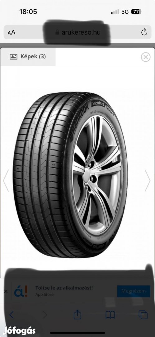 Hankook Ventus Prime 4 16-os eladó  1 db pótlásnak