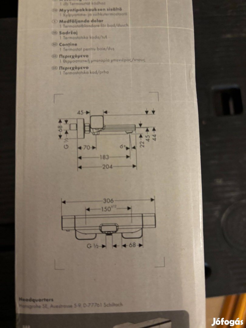 Hansgrohe Ecostat E termosztátos kádcsaptelep 15774000 - új