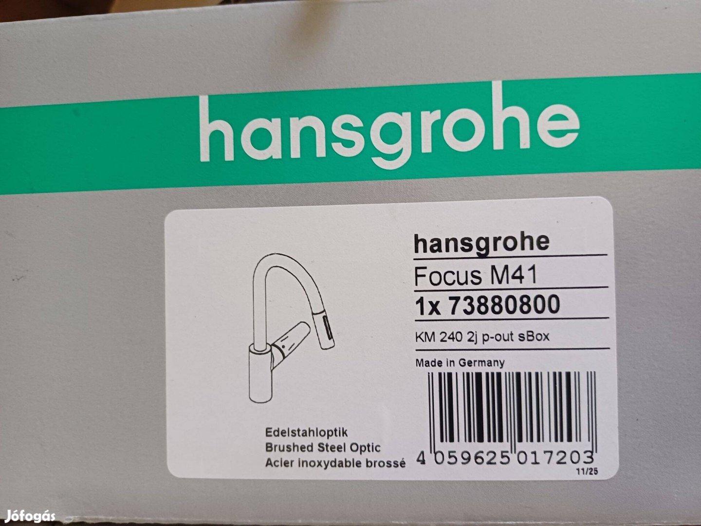 Hansgrohe konyhai csaptelep 240 kihúzható zuhanyfejjel, rozsdamentes