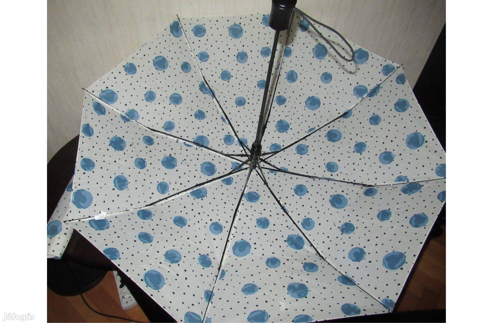 Happy rain fehér fekete pöttyös összecsukható esernyő