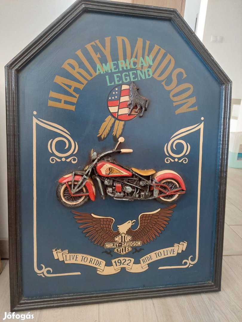 Harley Davidson 3dimenziós,régi fa kép,tábla ca 60*80cm,28000ft