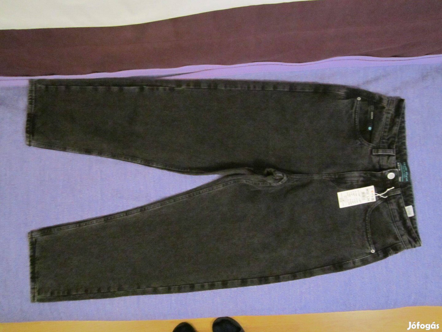 Harmadáron új Cropp bő szárú 100% pamut fekete farmer W34