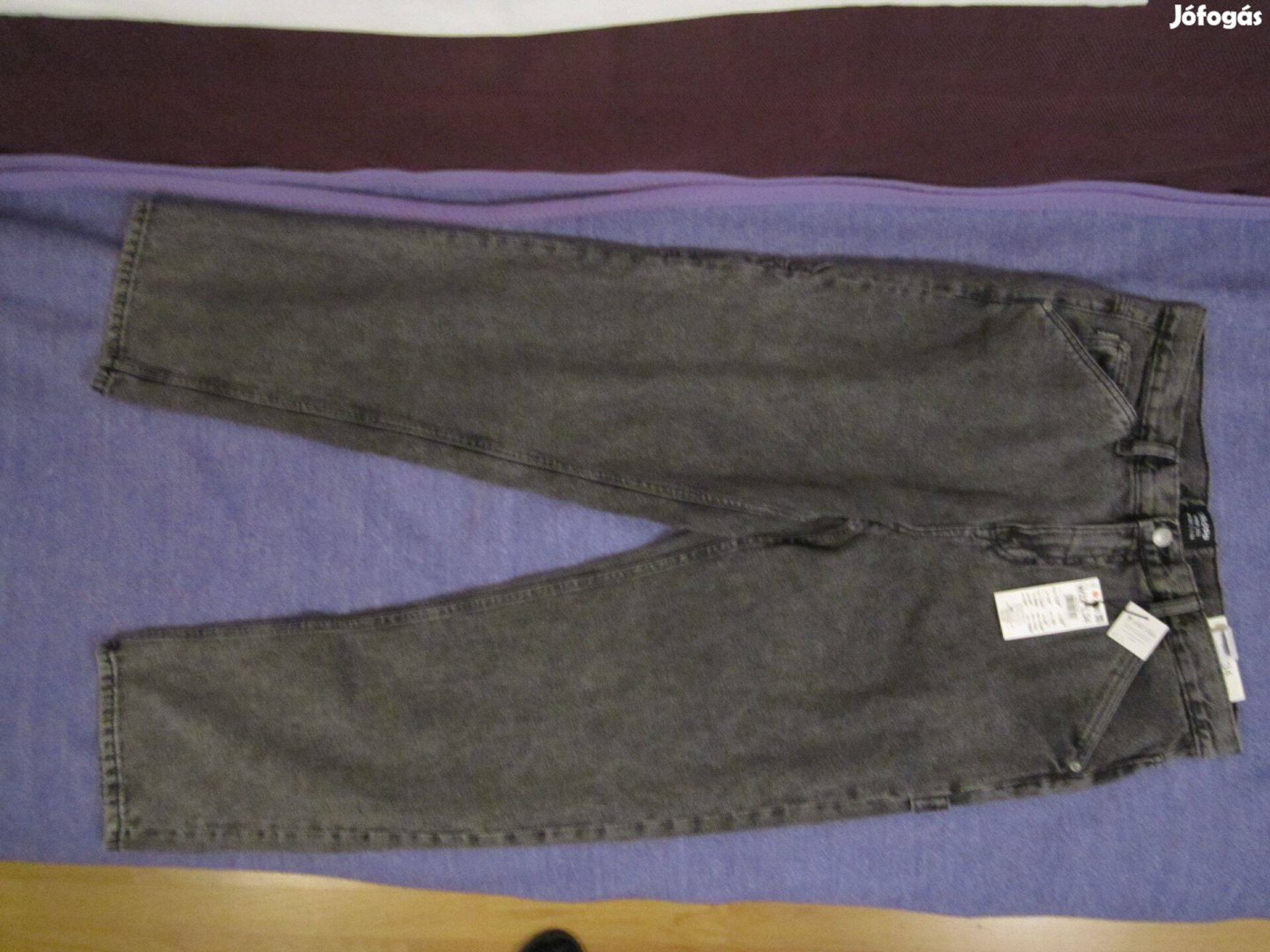 Harmadáron új Cropp bő szárú 100% pamut szürke farmer W36