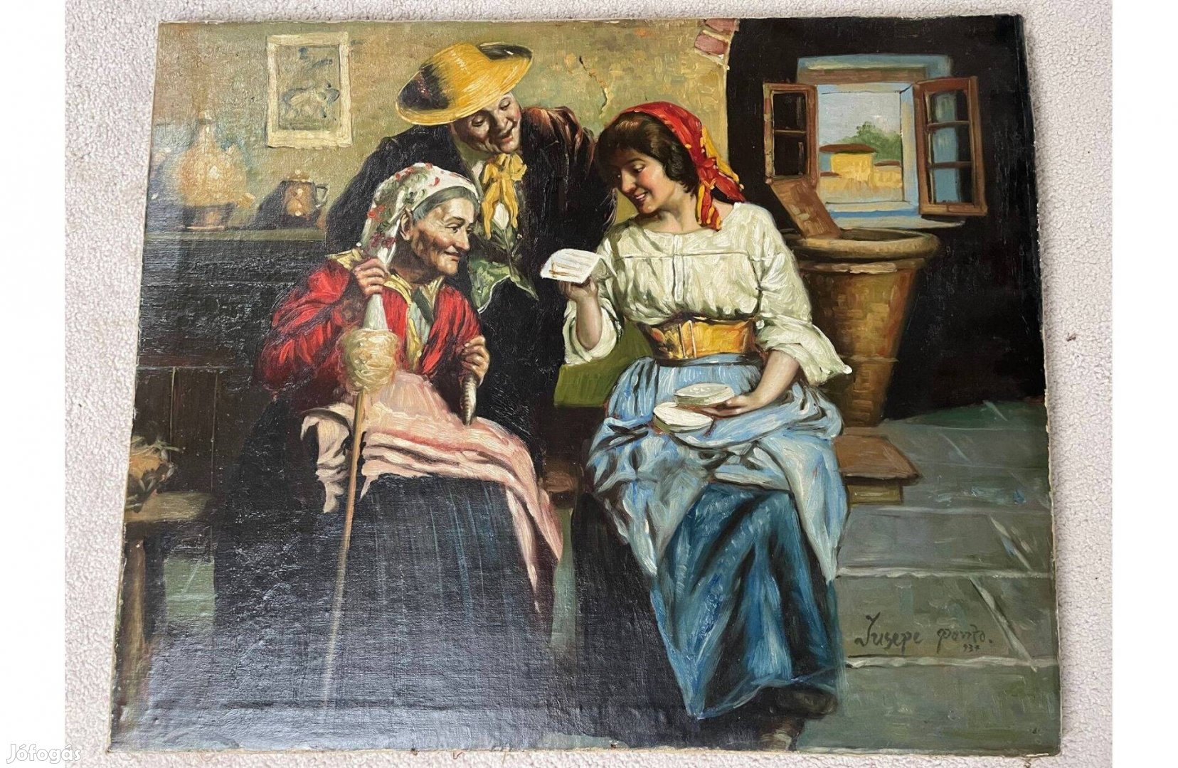 Három Hölgy a várt levél , régi Festmény