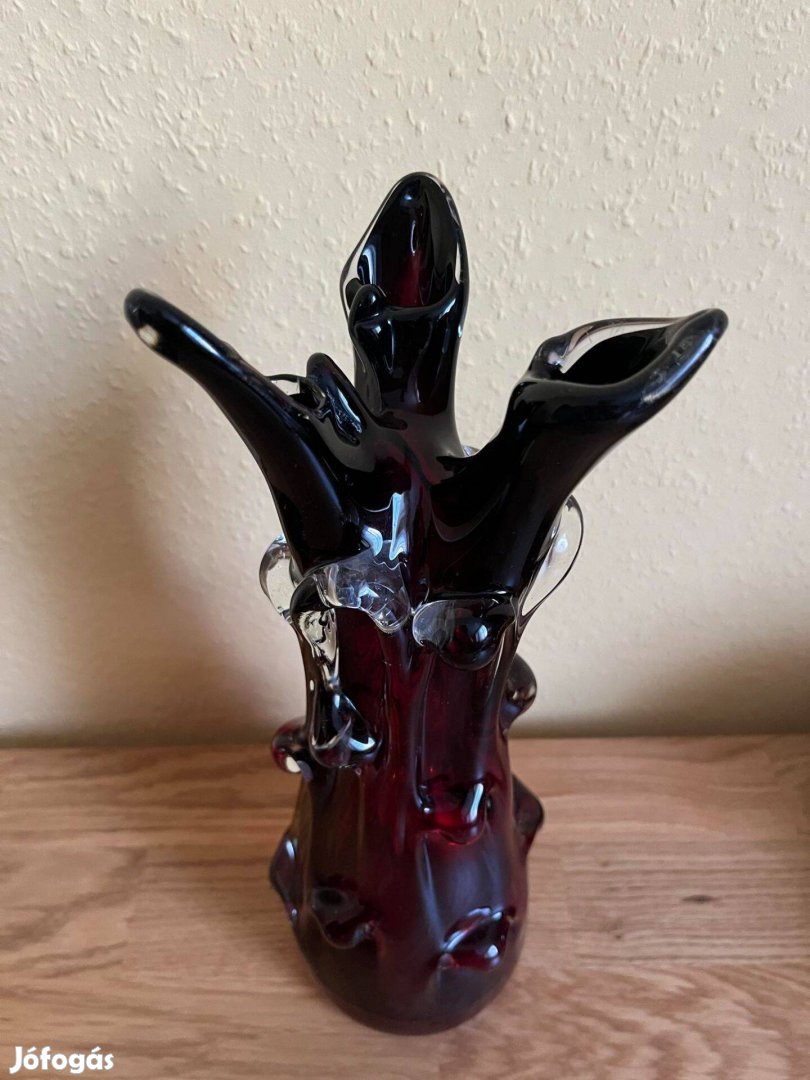 Háromágú cseh üveg váza