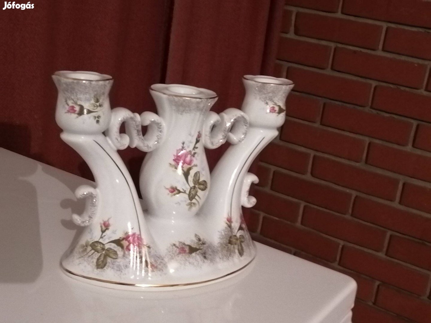 Háromágú gyönyörű porcelán gyertya tartó eladó