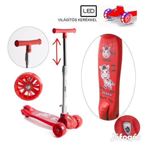 Háromkerekű roller LED kerekekkel BUMI RED