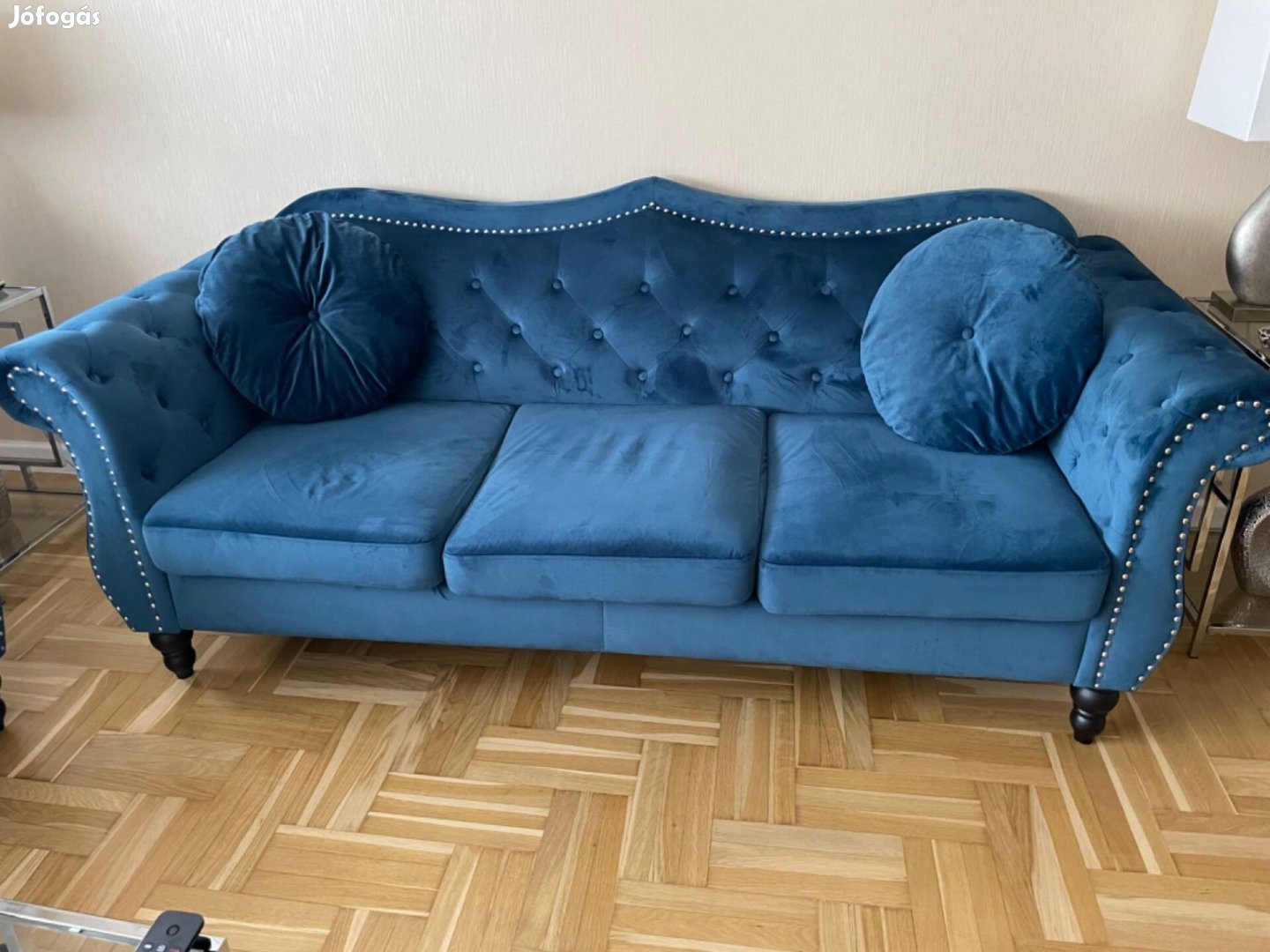 Háromszemélyes-Kétszemélyes modern kék kanapék eladók