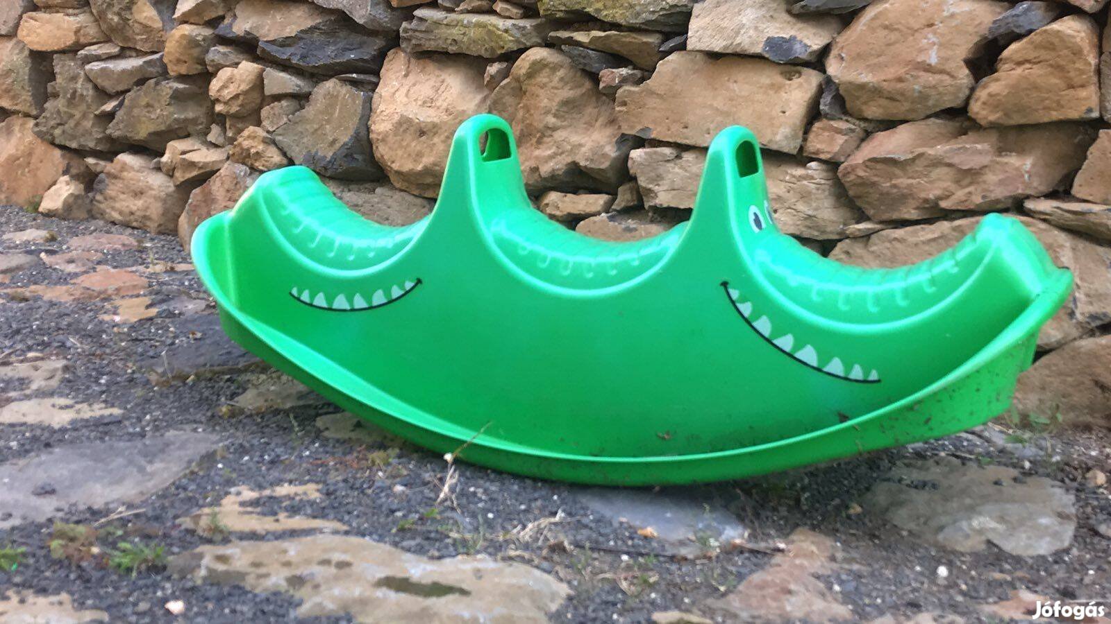 Háromszemélyes zöld krokodilos gyerekhinta libikóka