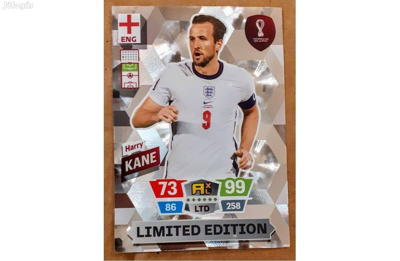 Harry Kane Anglia Limited focis kártya Panini World Cup Qatar 2022