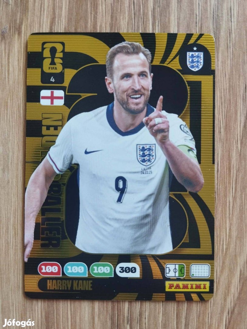 Harry Kane Anglia World Cup 2026 Golden Baller focis kártya
