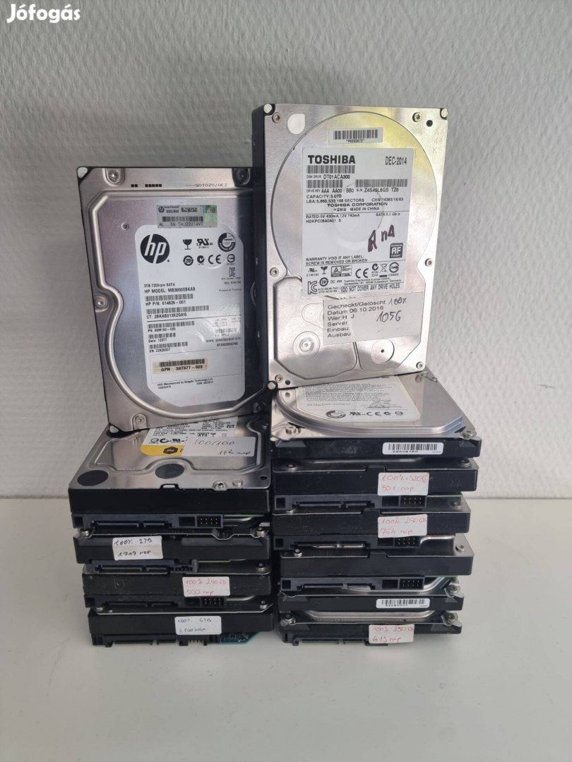 Használt 3,5" asztali PC HDD, merevlemez ->3TB - S-ATA