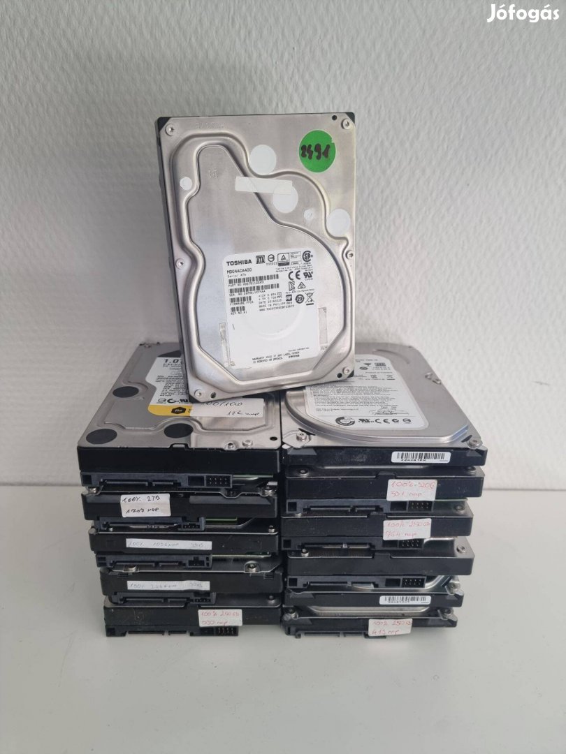 Használt 3,5" asztali PC HDD, merevlemez ->4TB - S-ATA