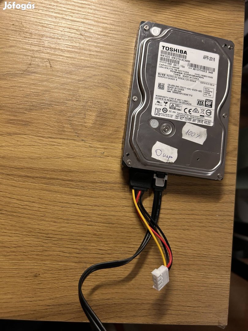 Használt 500 GB Toshiba HDD 3,5 DT01ACA050