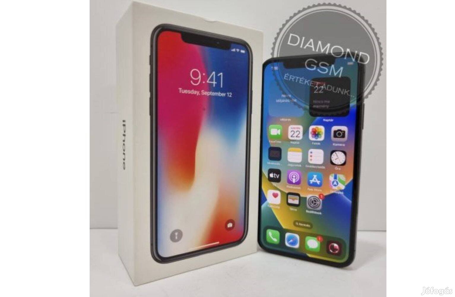 Használt Apple iphone X 64 GB, Asztroszürke színben, normál