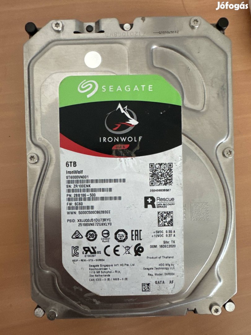 Használt olcsó jó Seagate Ironwolf 6TB Winchester