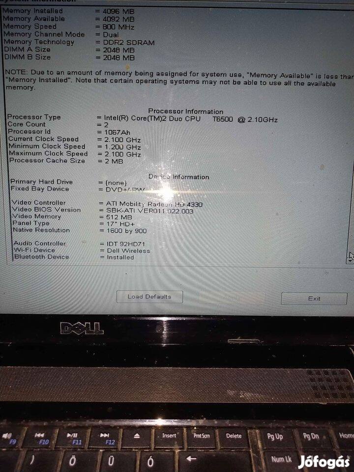 Hasznát, hiányos Dell laptop