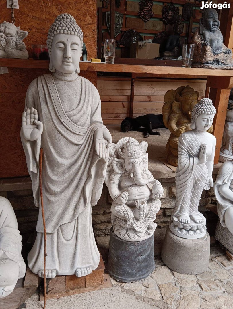 Hatalmas Buddha szobor 150cm Fagyálló műkő Japán kertépítő elem