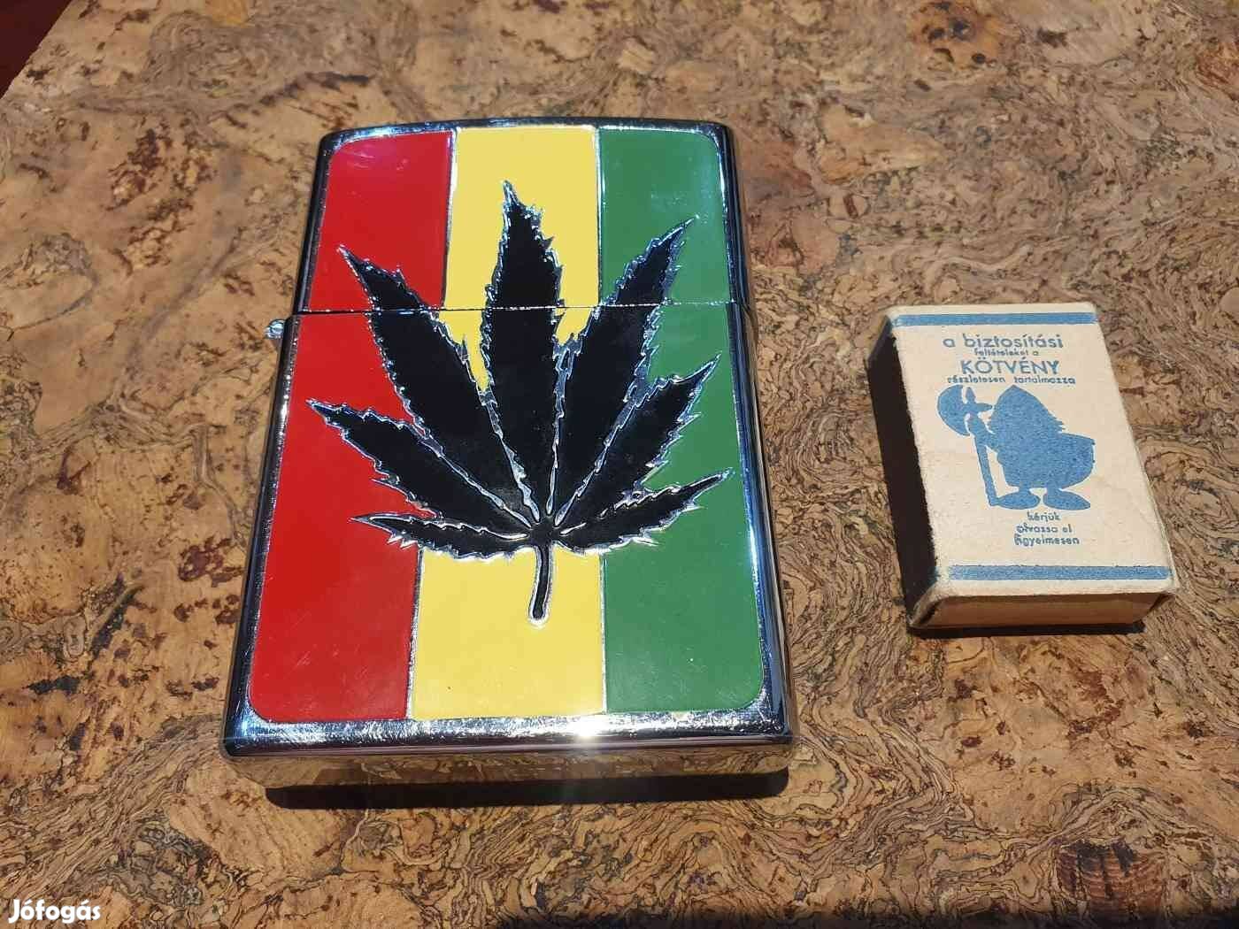 Hatalmas Zippo öngyújtó cannabis levéllel gandzsa marihuana kannabisz