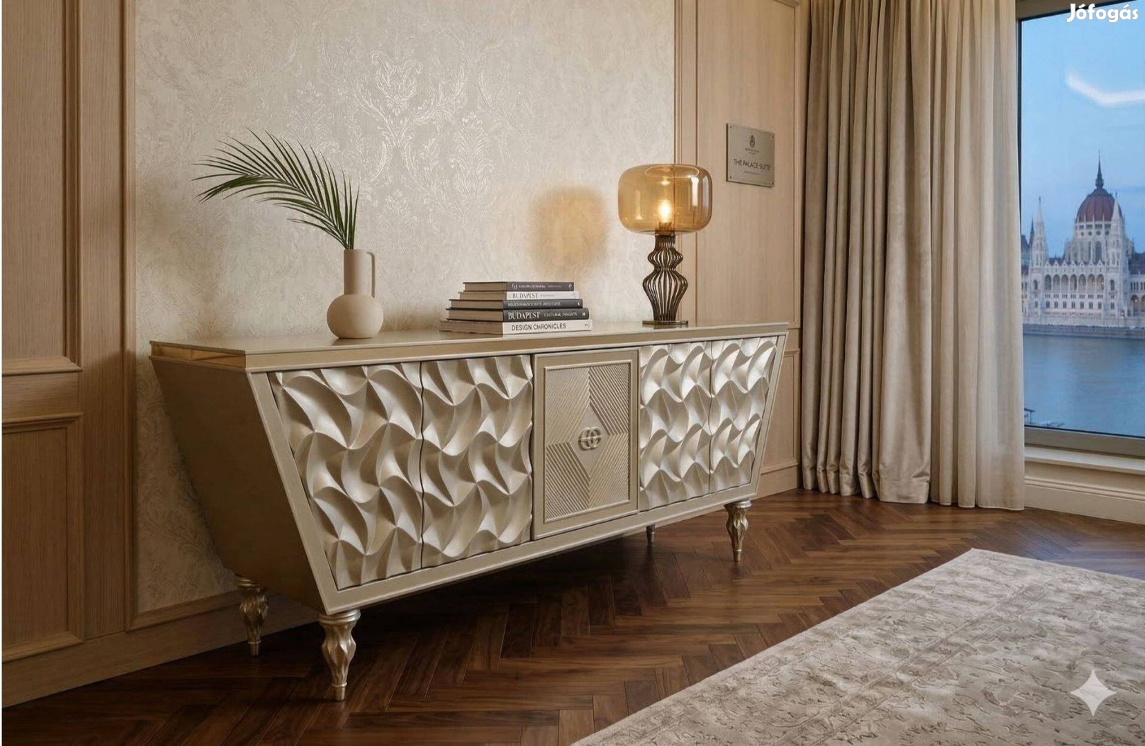 Hatalmas design trapéz alakú luxus komód, 240 cm-es hosszú!