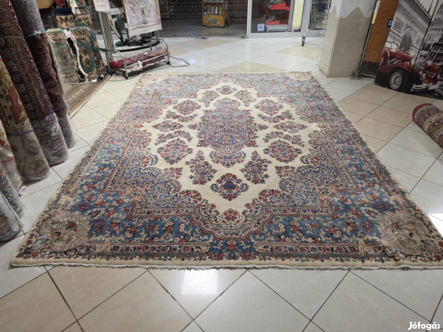 Hatalmas mesés iráni kirman kézi 265x355 gyapjú perzsa szőnyeg FZ83