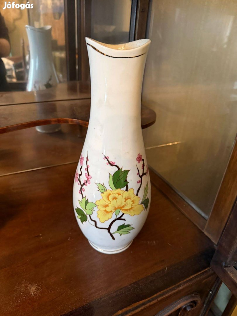 Hatalmas paradicsommadaras hibátlan Hollóházi porcelán váza