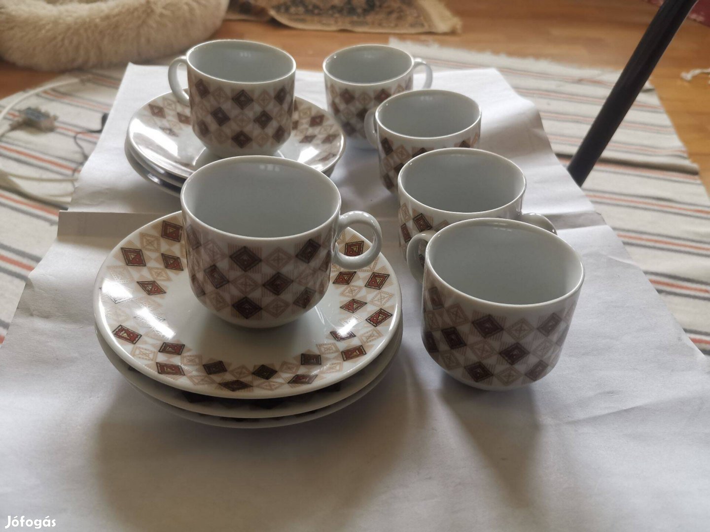 Hatrészes porcelán kávéscsésze szett kávéskészlet