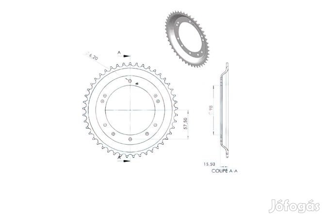 Hátsó fogaskerék 45 fogas Peugeot 103 SPX RCX Grimeca
