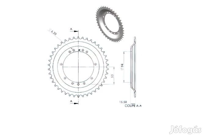 Hátsó lánckerék 42 fogas Peugeot 103 SP MV RYS felnik d.94mm