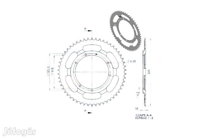 Hátsó lánckerék 54 fogas MBK 68 88 89 d.110mm