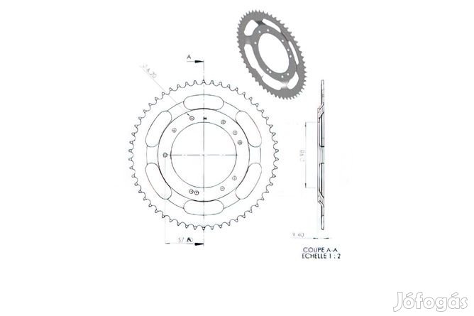 Hátsó lánckerék 54 fogú MBK 51S (Grimeca felnik d.98mm)