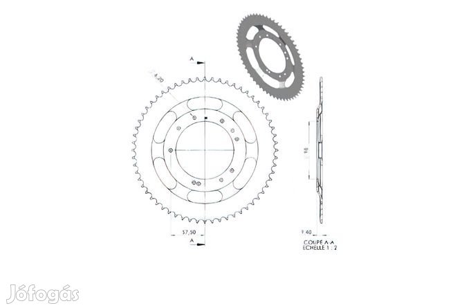 Hátsó lánckerék 60 foggal MBK 51S (Grimeca felnik d.98mm)