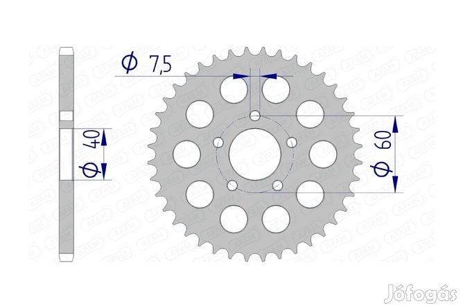 Hátsó lánckerék Afam 415 alumínium öntisztuló 40 fog KTM 50