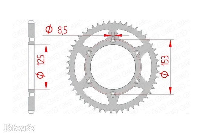 Hátsó lánckerék Afam acél 43 fog Honda CR / CRF / XR