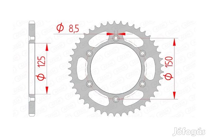 Hátsó lánckerék Afam acél 44 fog KTM / Husqvarna