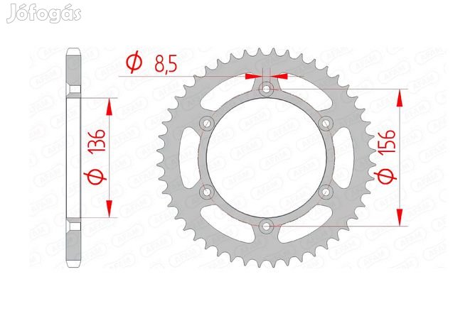 Hátsó lánckerék Afam acél 45 fog Beta / Husqvarna / Sherco