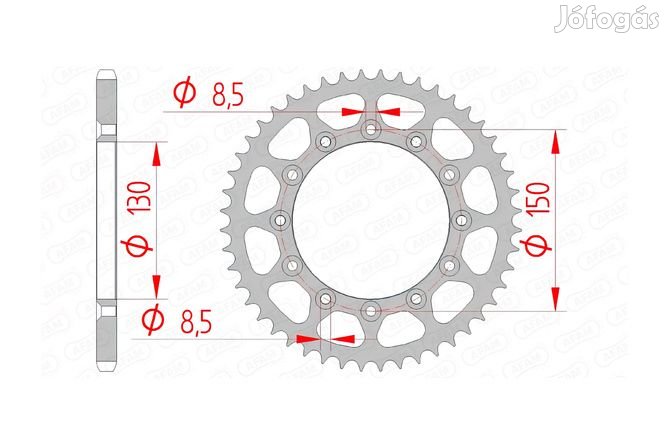 Hátsó lánckerék Afam acél 45 fog Yamaha YZ / YZF