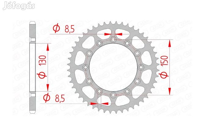 Hátsó lánckerék Afam acél 48 fog Yamaha YZ / YZF