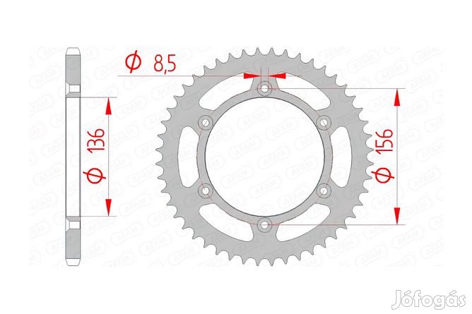 Hátsó lánckerék Afam acél 49 fogas Beta / Husqvarna / Sherco