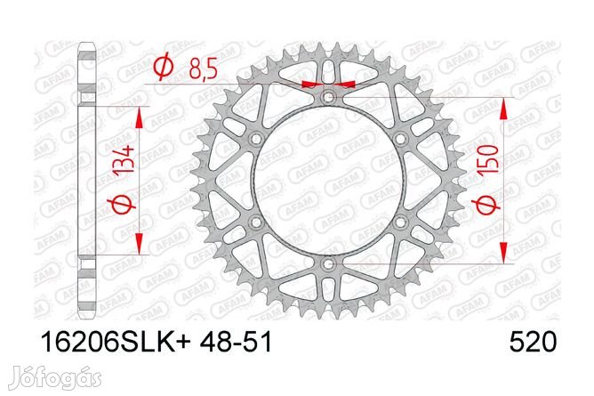 Hátsó lánckerék Afam acél ön-öblítő 51 fogas Kawasaki KX / KXF