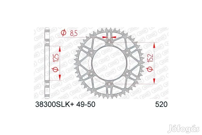 Hátsó lánckerék Afam acél ön-öblítős 48 fogas Beta RR