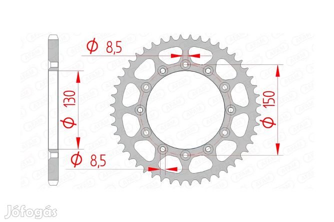 Hátsó lánckerék Afam acél öntisztító 48 fog Yamaha YZ / YZF számára