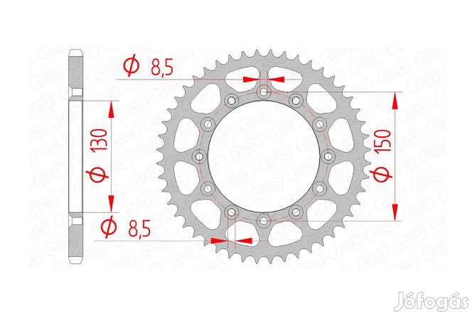 Hátsó lánckerék Afam acél öntisztító 49 fogú Yamaha YZ / YZF