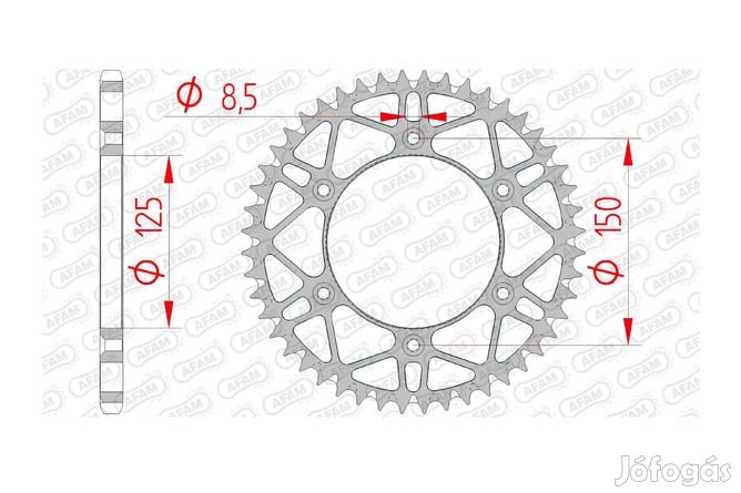 Hátsó lánckerék Afam acél öntisztító 52 fogas KTM/Husqvarna